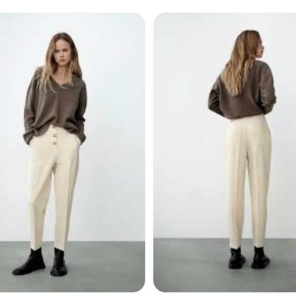 Zara high waisted pants - cream - Picture 3 of 3